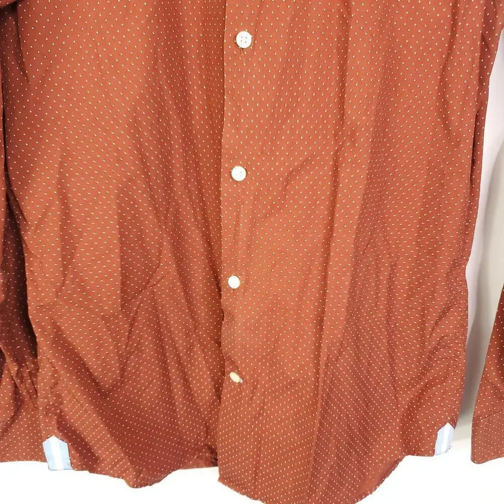 Banana Republic Shirt Mens L Grant Fit 120s Supima Cotton Polka Dot Career
